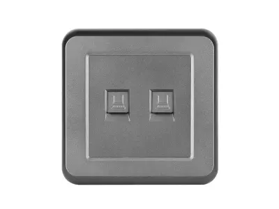 UNIC Z�suvka 2xRJ45 cat5 v r�me�ku, plast �ed�