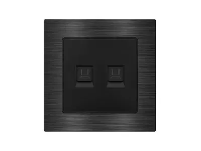 UNIC Z�suvka 2xRJ45 cat5 v r�me�ku 82mm, �ern� slitina hlin�ku