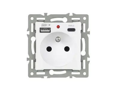 UNIC modul z�suvka MDZ230USB+C5V b�l� pro r�me�ek 82mm