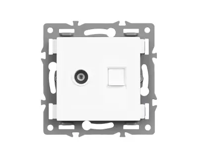 UNIC datov� z�suvka TV+ RJ45 cat5 plast b�l� do r�me�ku