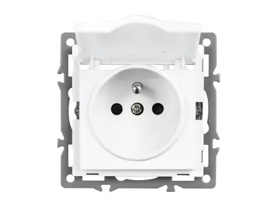 UNIC modul z�suvka MDZ230VIP44 16A s krytem, b�l� do r�me�ku 82mm