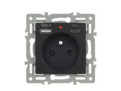 modul z�suvka MDZ230USB+C5V �ern� pro r�me�ek 82mm