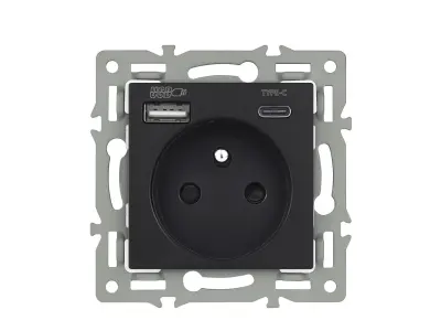 modul z�suvka MDZ230USB+C5V rychl� nab�jen�, �ern� pro r�me�ek 82mm