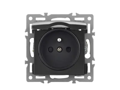 modul z�suvka MDZ230VIP44 16A s krytem �ern� pro r�me�ek 82mm