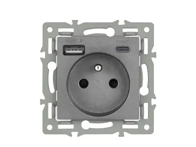 modul z�suvka MDZ230USB+C5V rychl� nab�jen�, �ed� pro r�me�ek 82mm