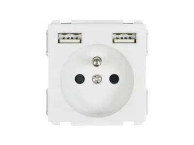 Modul z�suvka 230V + 2xUSB 5V/2.1A b�l�