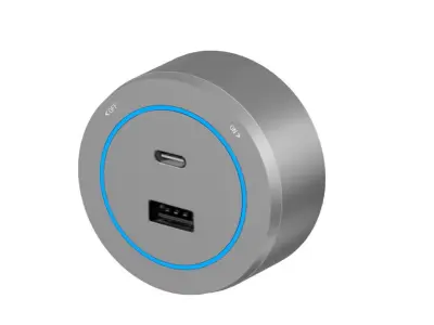 VoltLine Z�suvkov� Modul USB+USB-C �ed� (68x30mm) pro N�st�nn� Li�ty