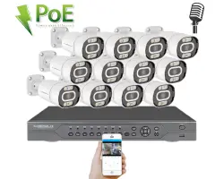 PoE IP 12 kamerov� set XM-1203B 4MPx, mikrofon, CZ menu - 24790 K�