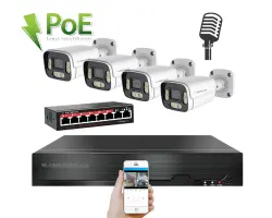 IP 4 kamerov� set  s extern�m PoE XM-406B-Ext. 4MPx, CZ menu - 8290 K�