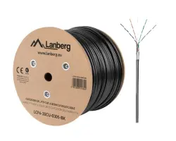 Venkovn� st�n�n� s�ov� kabel F/UTP CAT5e ,PE , dr�t, �ern�, metr� - 10 K�