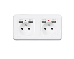 UNIC Elektrick� z�suvka 2x (230V+2xUSB 5V/2,1A) plast b�l� v r�me�ku 153mm - 436 K�