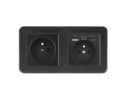 UNIC Elektrick� z�suvka 2x230V+USB+USB C 5V/2,1A (rychl� nab�jen�) plast �ern� v r�me�ku 153mm - 377 K�