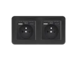 UNIC Elektrick� z�suvka 2x (230V+USB+USB C 5V/2,1A) rychl� nab�jen�, plast �ern� v r�me�ku 153mm - 578 K�