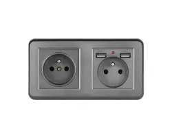 UNIC Elektrick� z�suvka 2x230V+2xUSB 5V/2.1A plast �ed� v r�me�ku 153mm - 292 K�