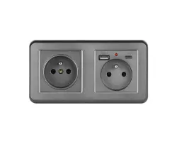 UNIC Elektrick� z�suvka 2x230V+USB+USB C 5V/2,1A plast �ed� v r�me�ku 153mm - 307 K�