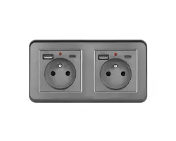 UNIC Elektrick� z�suvka 2x (230V+USB+USB C 5V/2,1A) plast �ed� v r�me�ku 153mm - 438 K�