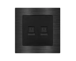 UNIC Z�suvka 2xRJ45 cat6 v r�me�ku 82mm, slitina hlin�ku �ern� - 217 K�