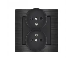 UNIC Elektrick� dvojz�suvka 2x230V �ern� v r�me�ku 82mm, slitina hlin�ku �ern� - 177 K�