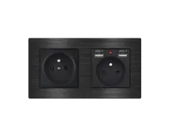 UNIC Elektrick� z�suvka 2x230V+2xUSB 5V/2.1A v r�me�ku 153mm slitina hlin�ku �ern� - 375 K�