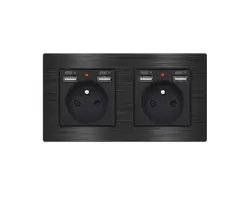 UNIC Elektrick� z�suvka 2x (230V+2xUSB 5V/2,1A) v r�me�ku 153mm slitina hlin�ku �ern� - 506 K�