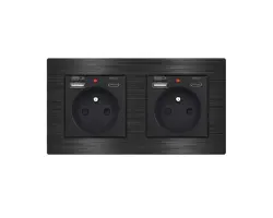 UNIC Elektrick� z�suvka 2x (230V+USB+USB C 5V/2,1A) v r�me�ku 153mm slitina hlin�ku �ern� - 584 K�