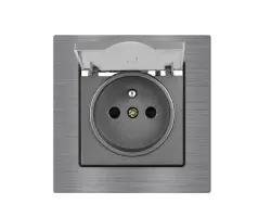 UNIC Elektrick� z�suvka 230V s krytem, v r�me�ku 82mm, slitina hlin�ku �ed� - 156 K�