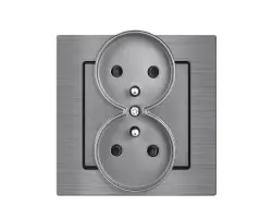 UNIC Elektrick� dvojz�suvka 2x230V �ed� v r�me�ku 82mm, slitina hlin�ku �ed� - 177 K�