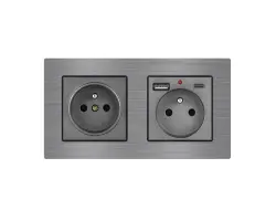 UNIC Elektrick� z�suvka 2x230V+USB+USB C 5V/2,1A v r�me�ku 153mm, slitina hlin�ku �ed� - 375 K�