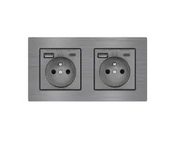 UNIC Elektrick� z�suvka 2x (230V+USB+USB C 5V/2,1A) rychl� nab�jen�, v r�me�ku 153mm, slitina hlin�ku �ed� - 646 K�