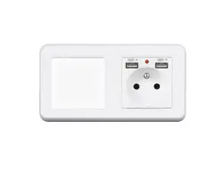 UNIC Elektrick� z�suvka (230V+2xUSB 5V/2,1A) + vyp�na� jednop�lov� �.1 v r�me�ku 153mm, plast b�l� - 307 K�