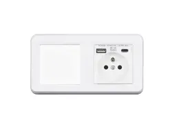 UNIC Elektrick� z�suvka (230V+USB+USBc 5V Rychl� nab�jen�) + vyp�na� jednop�lov� �.1 v r�me�ku 153mm, plast b�l� - 378 K�