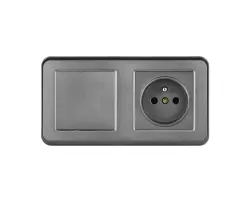 UNIC Elektrick� z�suvka 230V + vyp�na� jednop�lov� �.1, v r�me�ku 153mm, plast �ed� - 177 K�