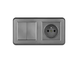 UNIC Elektrick� z�suvka 230V + dvojvyp�na� lustrov� s�riov� �.5 v r�me�ku 153mm, plast �ed� - 178 K�