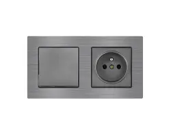 UNIC Elektrick� z�suvka 230V + vyp�na� jednop�lov� �.1 v r�me�ku 153mm, slitina hlin�ku �ed� - 245 K�