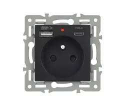 UNIC modul z�suvka MDZ230USB+C5V �ern� pro r�me�ek 82mm - 228 K�