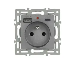 UNIC modul z�suvka MDZ230USB+C5V �ed� do r�me�ku 82mm - 189 K�