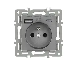 UNIC modul z�suvka MDZ230USB+C5V rychl� nab�jen�, �ed� pro r�me�ek 82mm - 259 K�