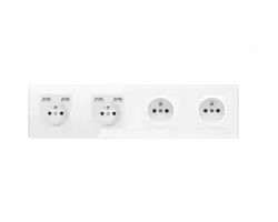 SRAN 4 Z�suvka 2x230V+USB 5V/2,1A + 2x230V b�l� plast - 472 K�