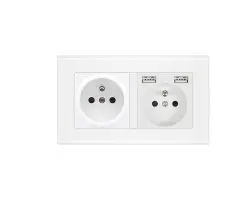 SRAN Elektrick� z�suvka 2x230V+2xUSB 5V/2.1A, v r�me�ku sklo b�l� - 268 K�
