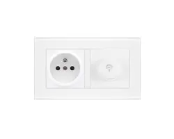 SRAN Elektrick� z�suvka 230V + LED oto�n� stm�va� 230V/1A v r�me�ku 147mm, sklo b�l� - 126 K�