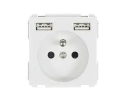 SRAN b�l� Modul MDZ230USB25V Z�suvka 230V+2xUSB 5V/2,1A  - 158 K�