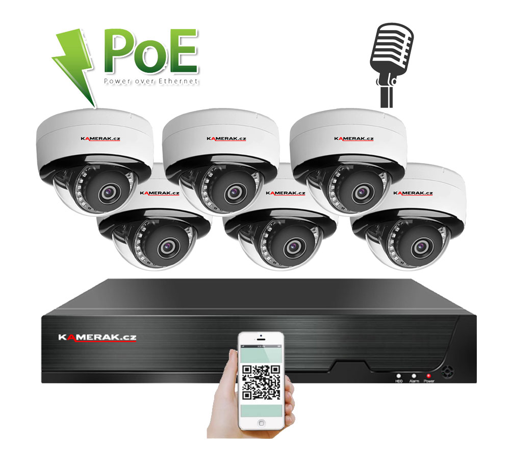 6 kamerový systém PoE IP XM-605B 4MPx
