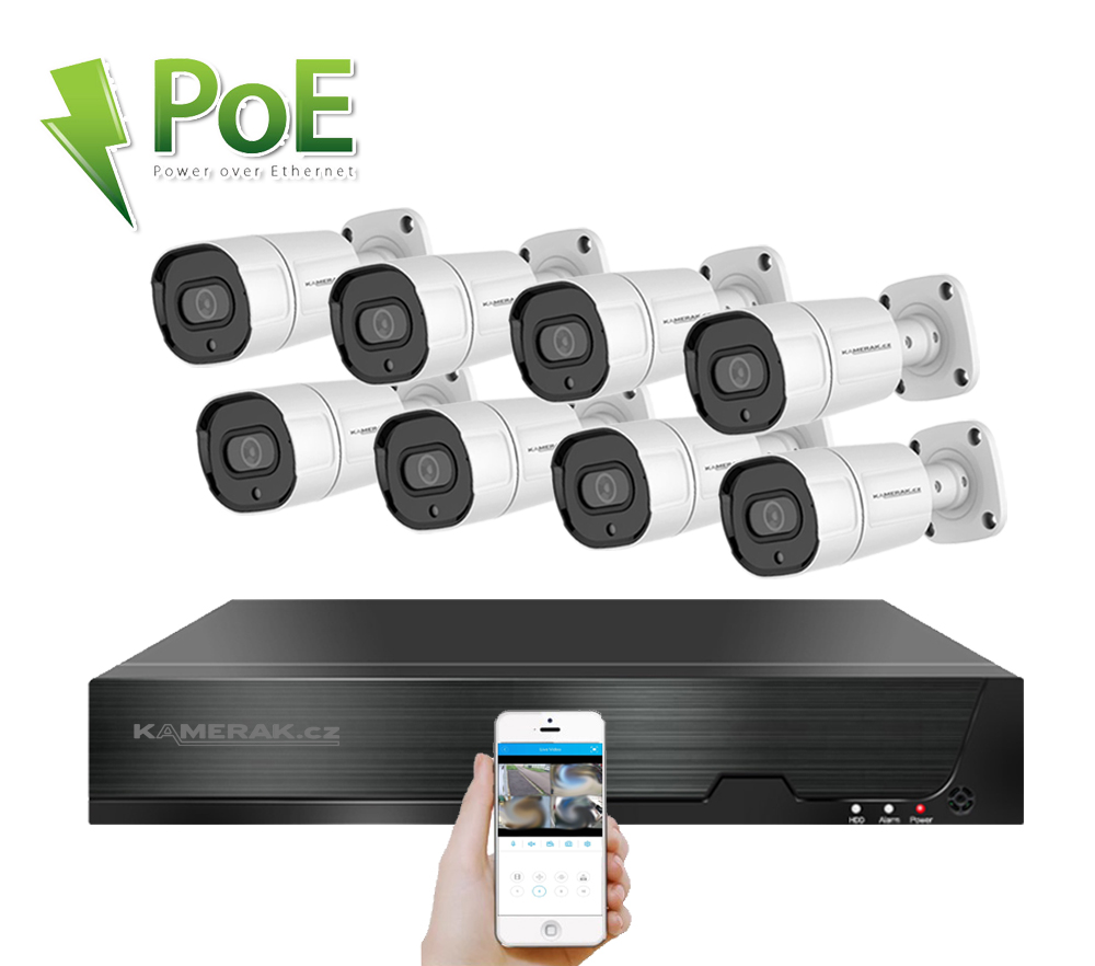 PoE IP 8 kamerov set XM-808B 4MPx, CZ menu - 12290 K