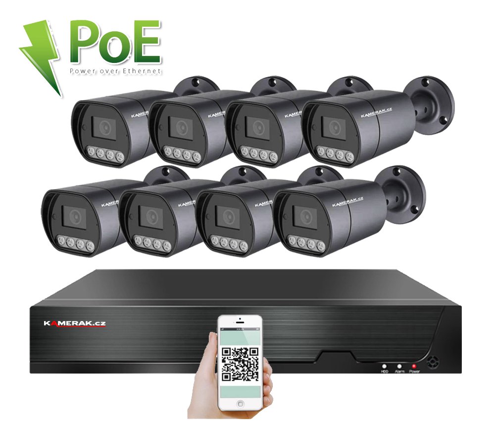 PoE IP 8 kamerov set XM-810B 4MPx, mikrofon, CZ menu - 13990 K