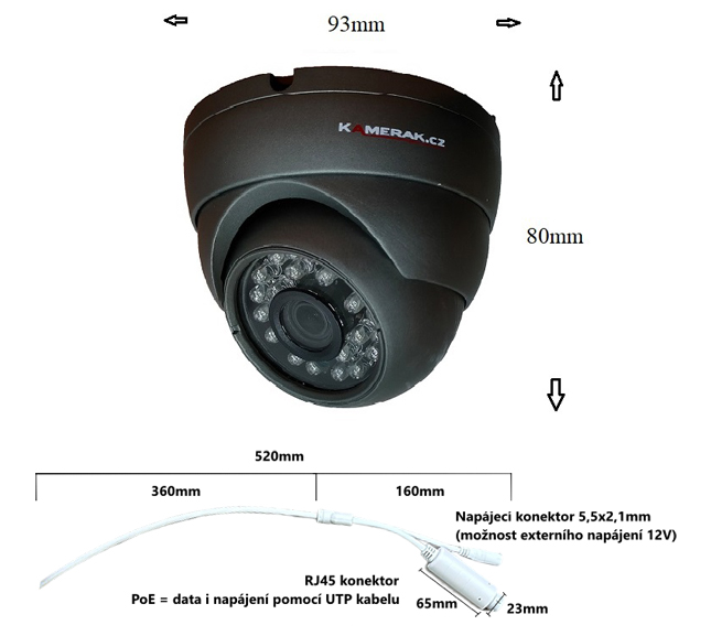 PoE IP kamera 4MPx