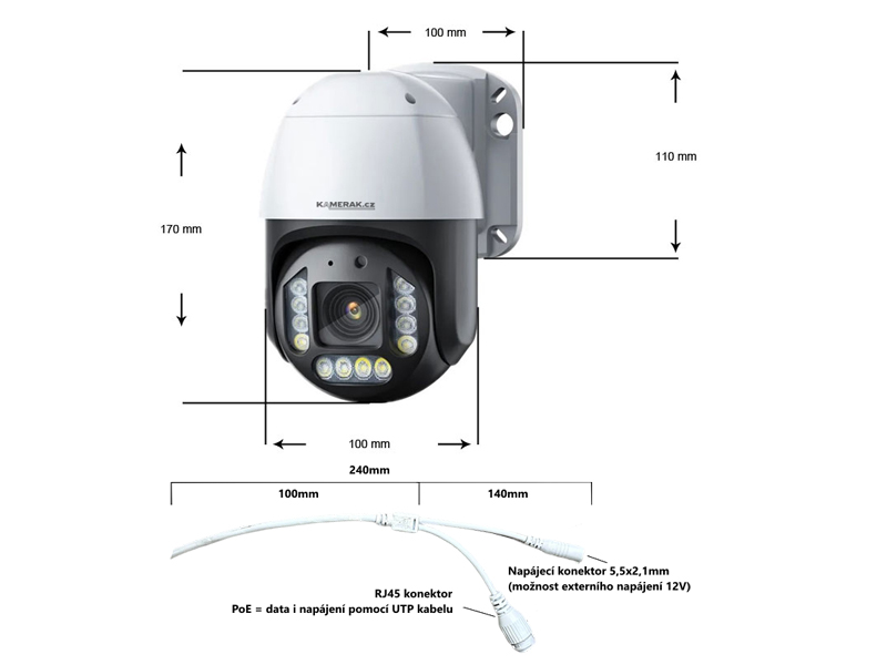 4K PoE IP kamera oton PTZ XM-20D 8MPx