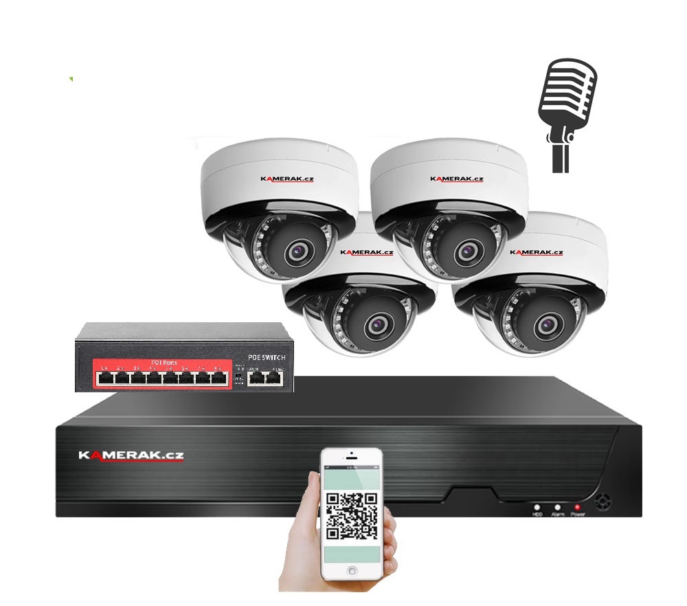 4 kamerový IP systém IP XM-405B-Ext. 4MPx s externím PoE napájením