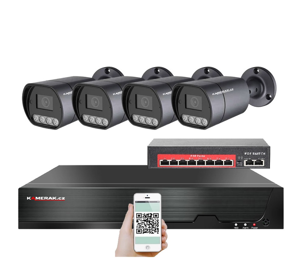 4 kamerov IP systm IP XM-410B-Ext. 4MPx s externm PoE napjenm