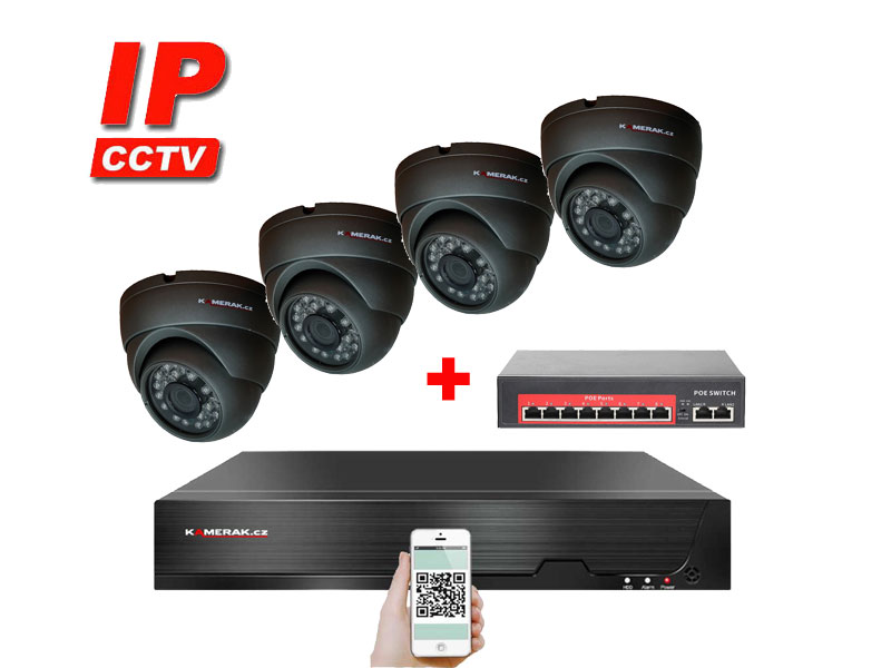 4 kamerový IP systém XM-411B-Ext. 4MPx s externím PoE napájením