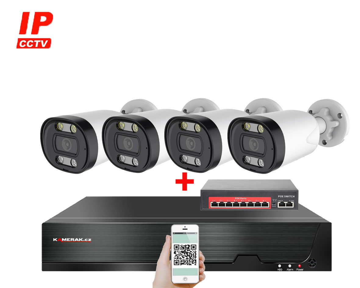 4 kamerový IP systém IP XM-413B-Ext. 4MPx s externím PoE napájením